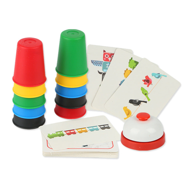 Children's puzzle board game fast stacking cup game