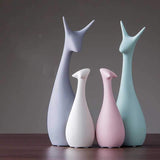 Macaron Ceramic Rabbit And Deer Figurines Ornaments