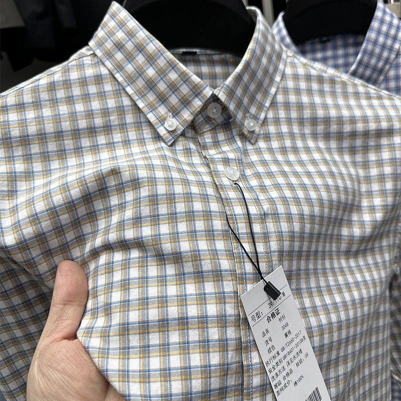 Мужская одежда весна-осень повседневная клетчатая рубашка из чистого хлопка