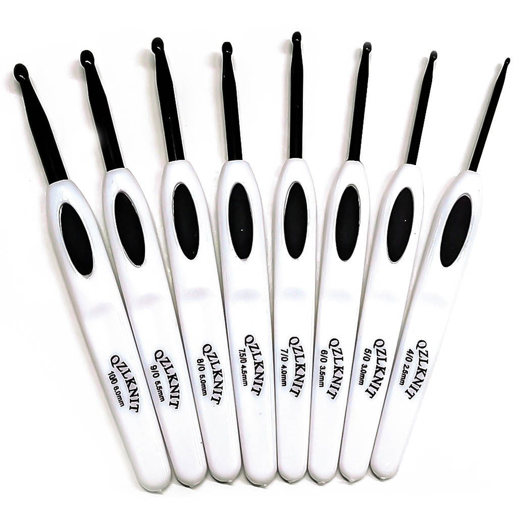 Knitting Tools Sweater Needle ABS White Handle Black Aluminum Crochet Hook