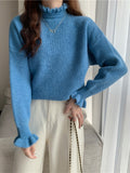 Wooden Ear Half Turtleneck Knitted Bottoming Shirt Top