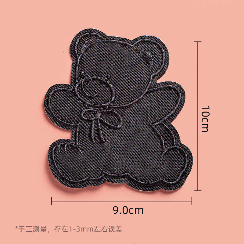 Clothes Sticker Patch Self-adhesive Sewing Free Hole Repair Black Embroidery Pattern Cloth Sticker Repairing Atch