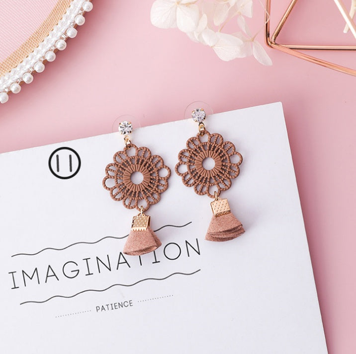 Fashion Korean Japanese Girl Simple Lovely Earrings Flower Fabric Swings Fashion Earrings For Women Jewelry Accessories