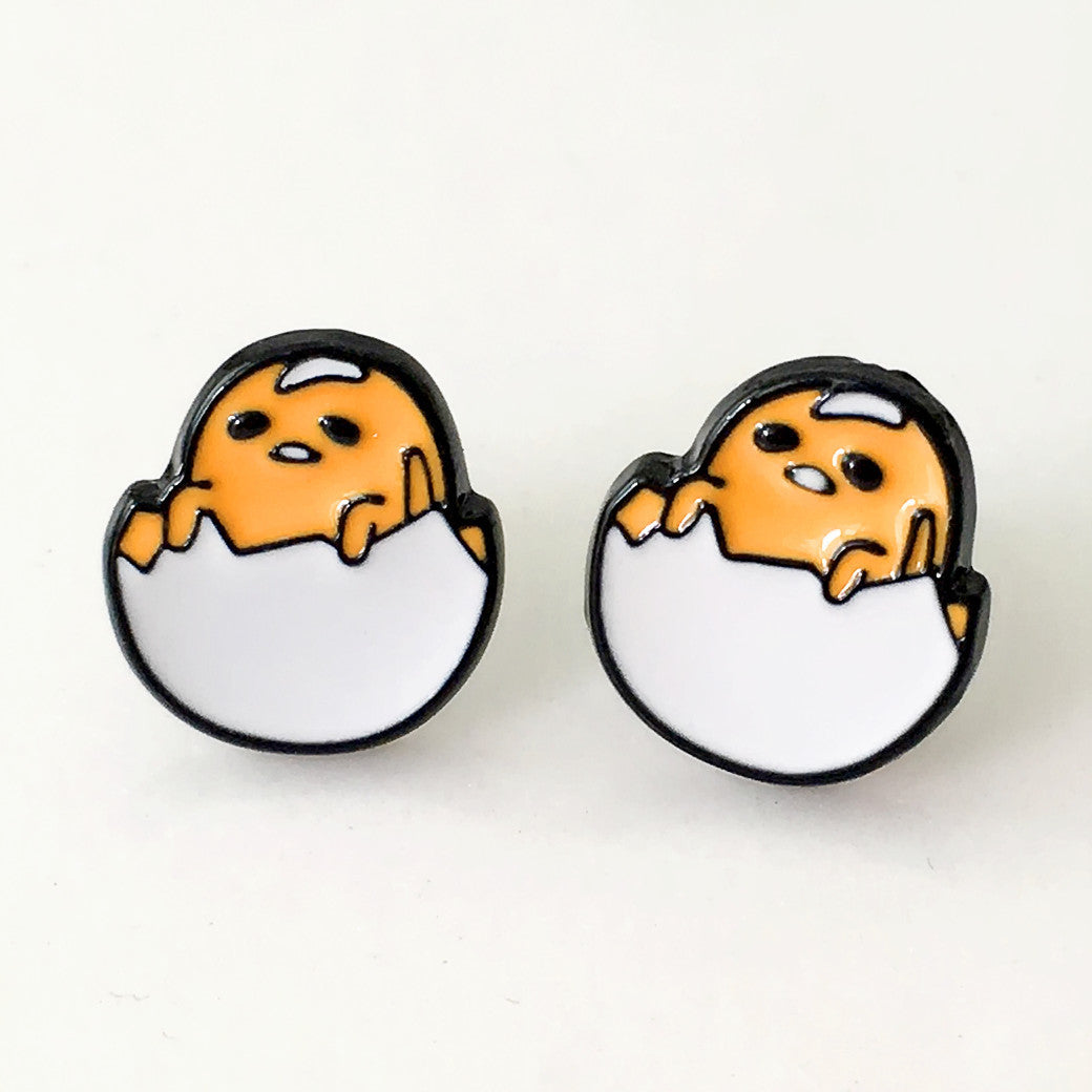 Dongmanli New Arrival Fashion Unique Designer Cute Enamel Fried Egg stud Earring For Women Gudetama Accessories