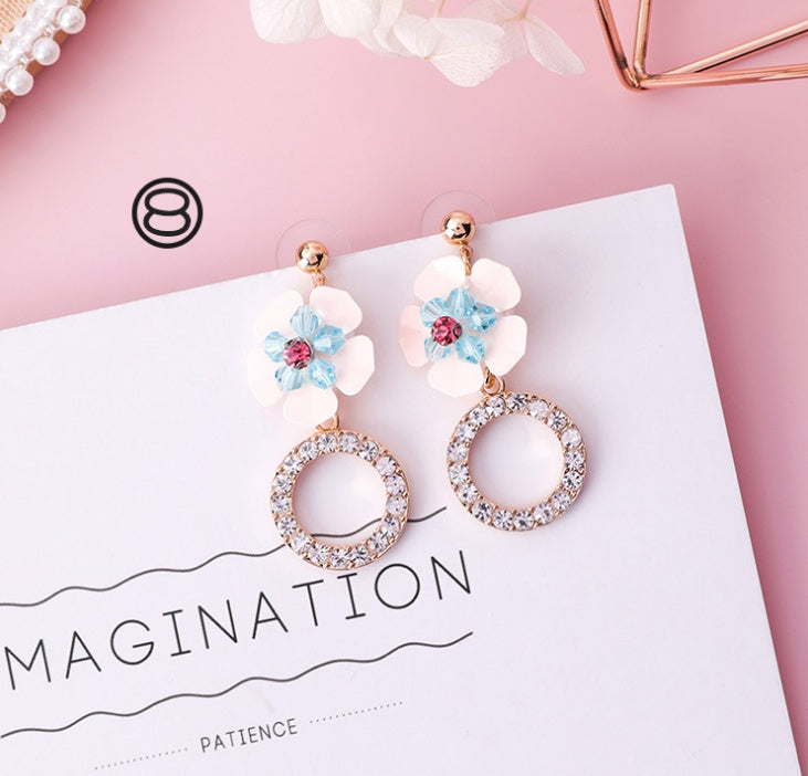 Fashion Korean Japanese Girl Simple Lovely Earrings Flower Fabric Swings Fashion Earrings For Women Jewelry Accessories