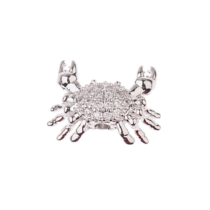 Amader Top Copper Crab Charm Beads For Jewelry Making Animal Brass Micro Pave Cubic Zirconia Wholesale For Women BD1011