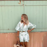 Spring Vacation Style Embroidered Short Top Shorts Suit