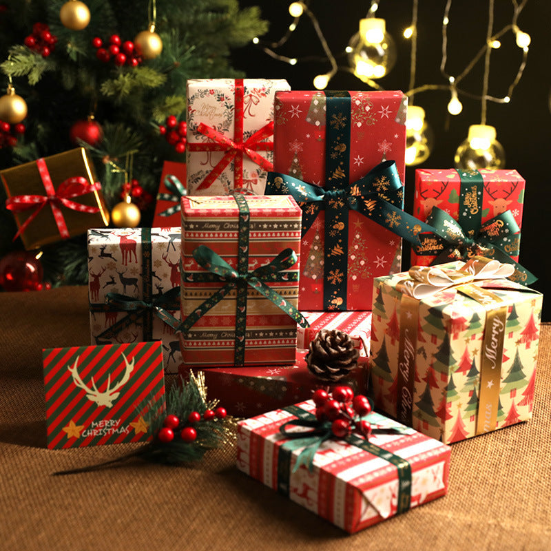 Golden powder cartoon Christmas wrapping paper gift box