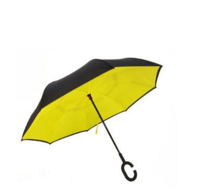 Creative sun protection men's and women's umbrellas custom double layer business long straight handle car without holding folding reverse umbrella