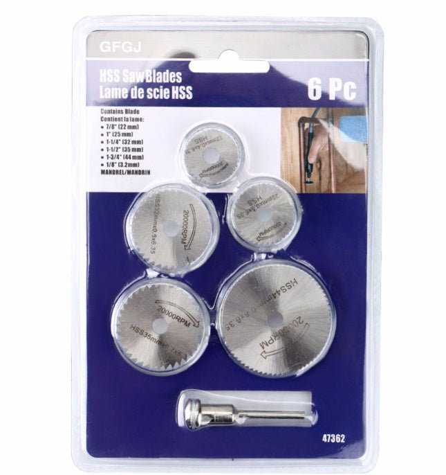 6 Pcs Circular saw blades & mandrel