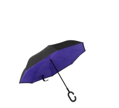 Creative sun protection men's and women's umbrellas custom double layer business long straight handle car without holding folding reverse umbrella