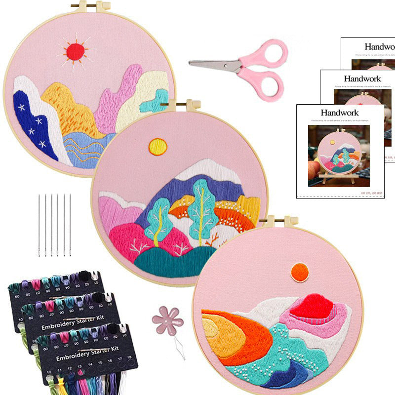 Embroidery Diy Handmade Material Package Hanging Painting Needlework Practice Bag