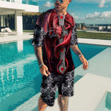 Hawaiian Vacation Men's Ribbon Gradient Short Sleeve Suit