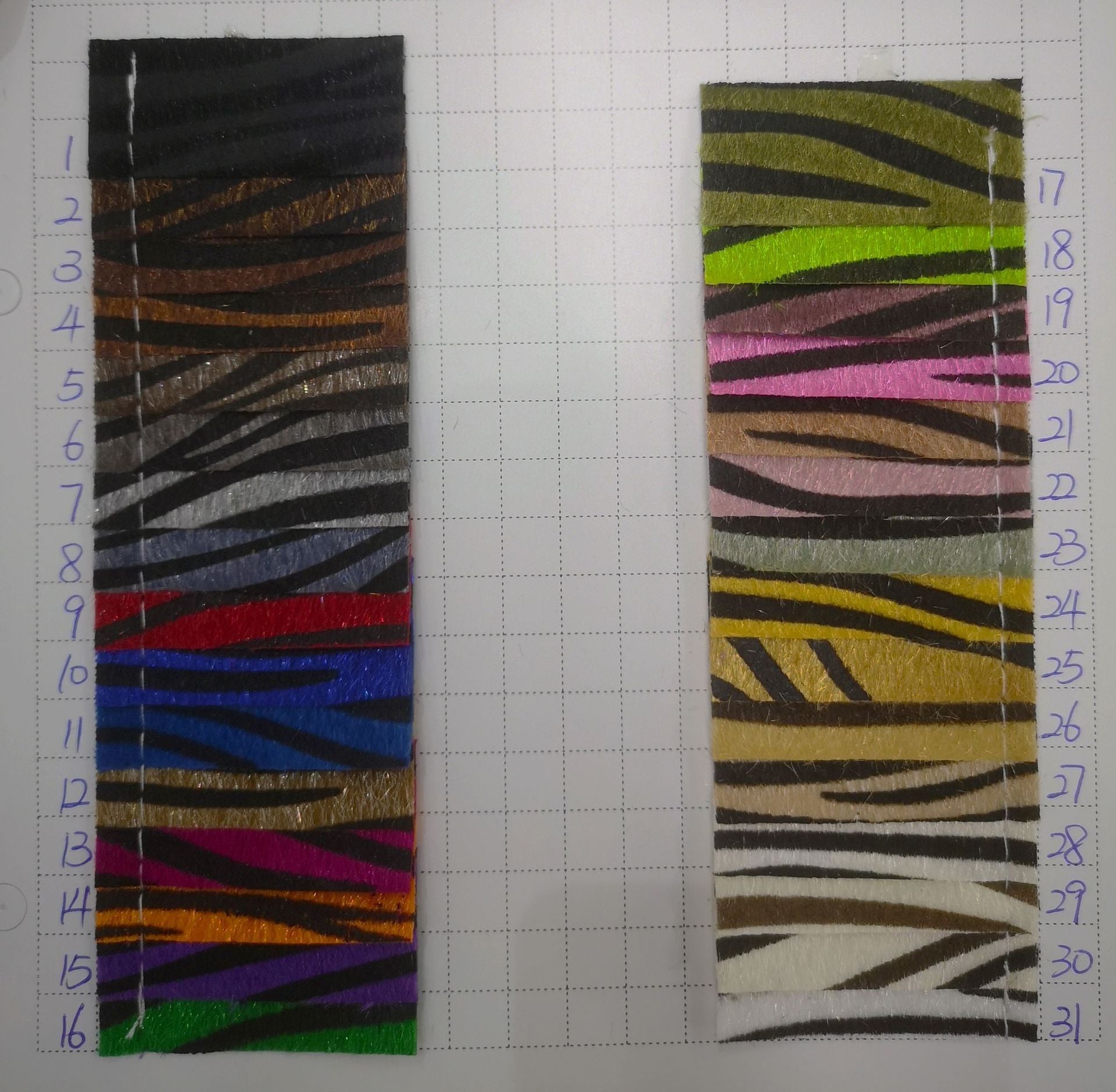 Faux Horsehair Zebra Leather Printed Fabric