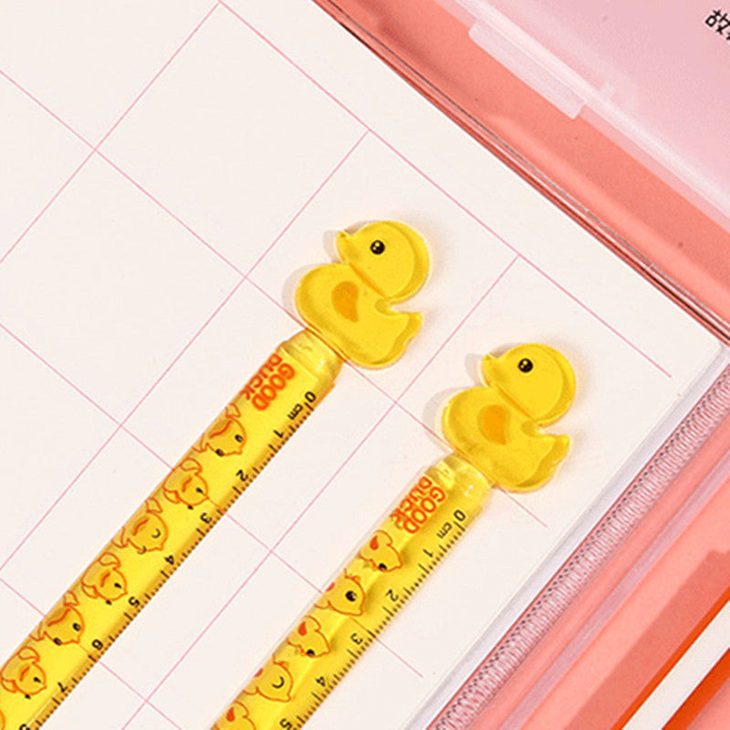 Creative Yellow Duck 12cm Ruler Children Color Plastic Ruler Office Stationery Drawing Ruler