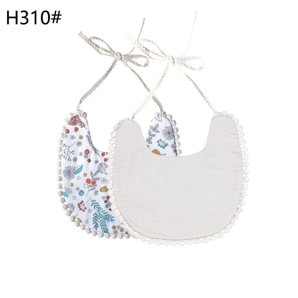 INS Popular European And American Foreign Trade Pure Cotton And Linen Two Layer Saliva Towel Amazon Hot Cross Border Supply Bib Bib