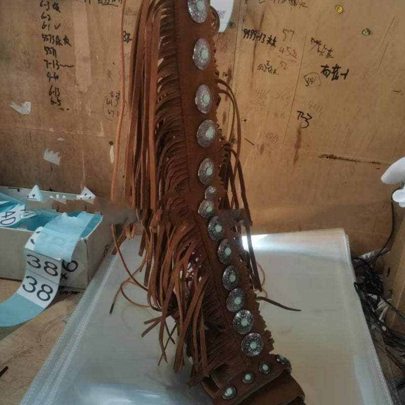 European And American Flowing Comb Beauty High Heel Sandal Boots Strap Plus Size