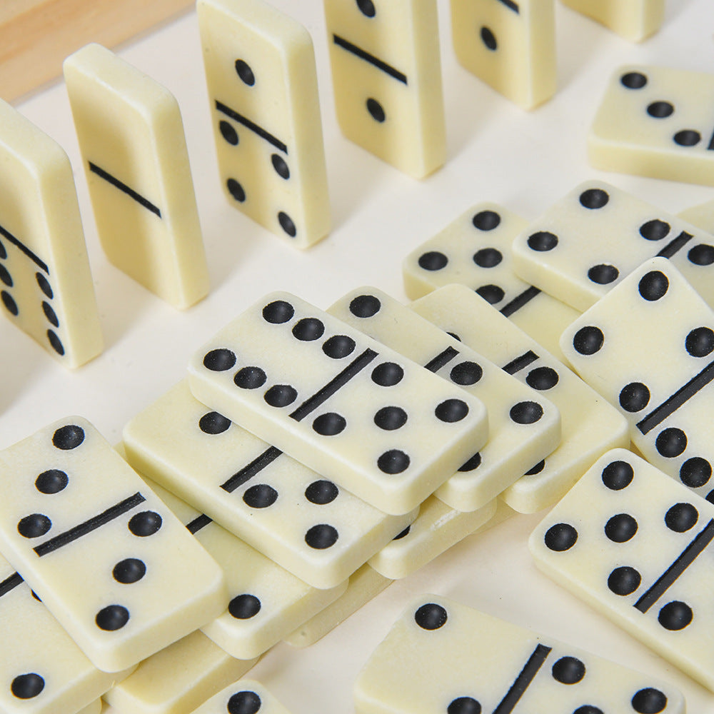 Dominoes Wooden Box Suit Game Puzzle