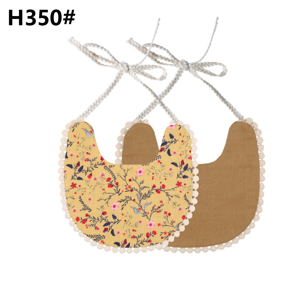 INS Popular European And American Foreign Trade Pure Cotton And Linen Two Layer Saliva Towel Amazon Hot Cross Border Supply Bib Bib