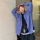 Рубашка с длинным рукавом в американском стиле в стиле ретро синяя клетчатая