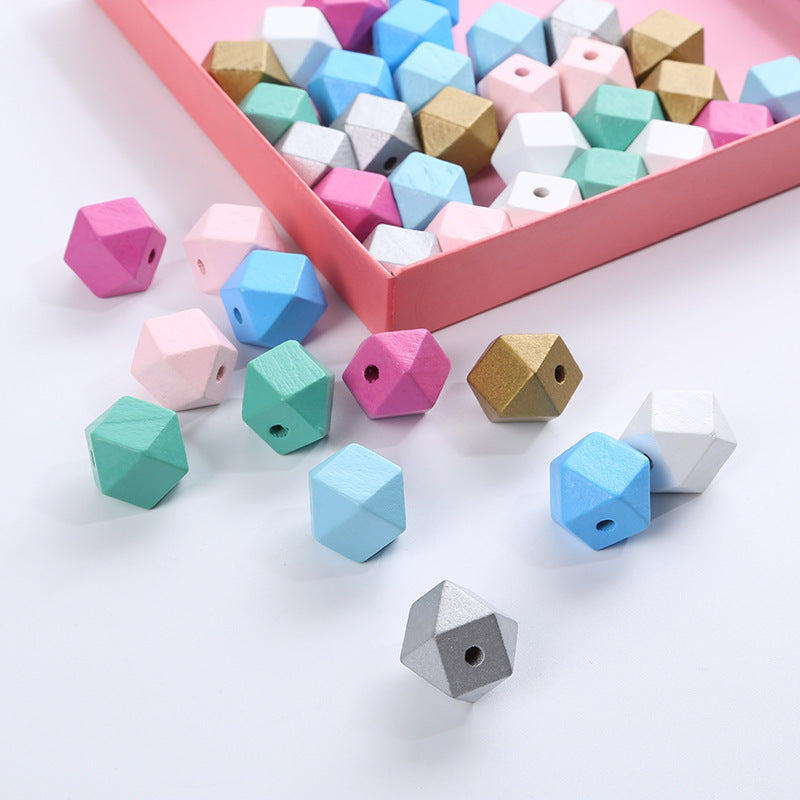 Creative Geometric Cut Plane Octagonal Wood Bead Polyhedral Beading