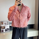 Мужская модная рубашка с длинным рукавом и бахромой Pure Color Long Fringe