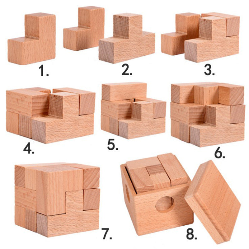 Desk Novalty Wooden Soma Cube Puzzle IQ Mind Box Brain Teaser Game for Adults Kids