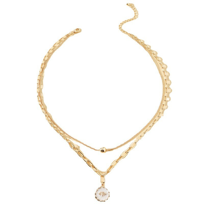 Double-layer Bee Necklace Simple Vintage Sweater Chain