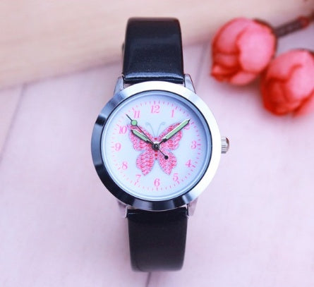Children's Watches Kids Quartz Watch Student Girls Quartz-watch Cute Colorful Butterfly Dial Waterproof Watch 