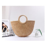 Pure-color handmade Mori Nv Korean version cotton and hemp beach knitting lady straw wrapping rattan wrapping bamboo wrapping shoulder straw wrapping
