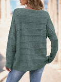 Pointelle Knit Drop Shoulder Sweater