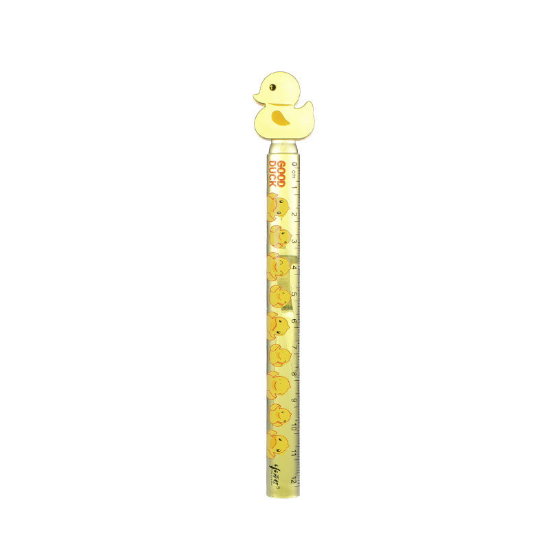 Creative Yellow Duck 12cm Ruler Children Color Plastic Ruler Office Stationery Drawing Ruler