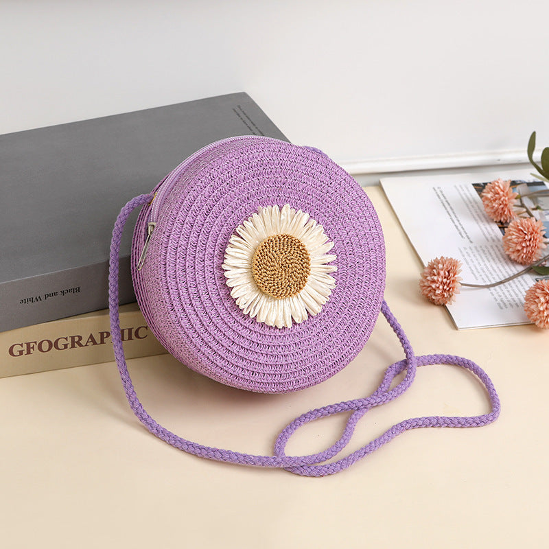 Пасторалӣ Style Raffia халтаи бофташуда телефони мобилӣ халта Crossbody