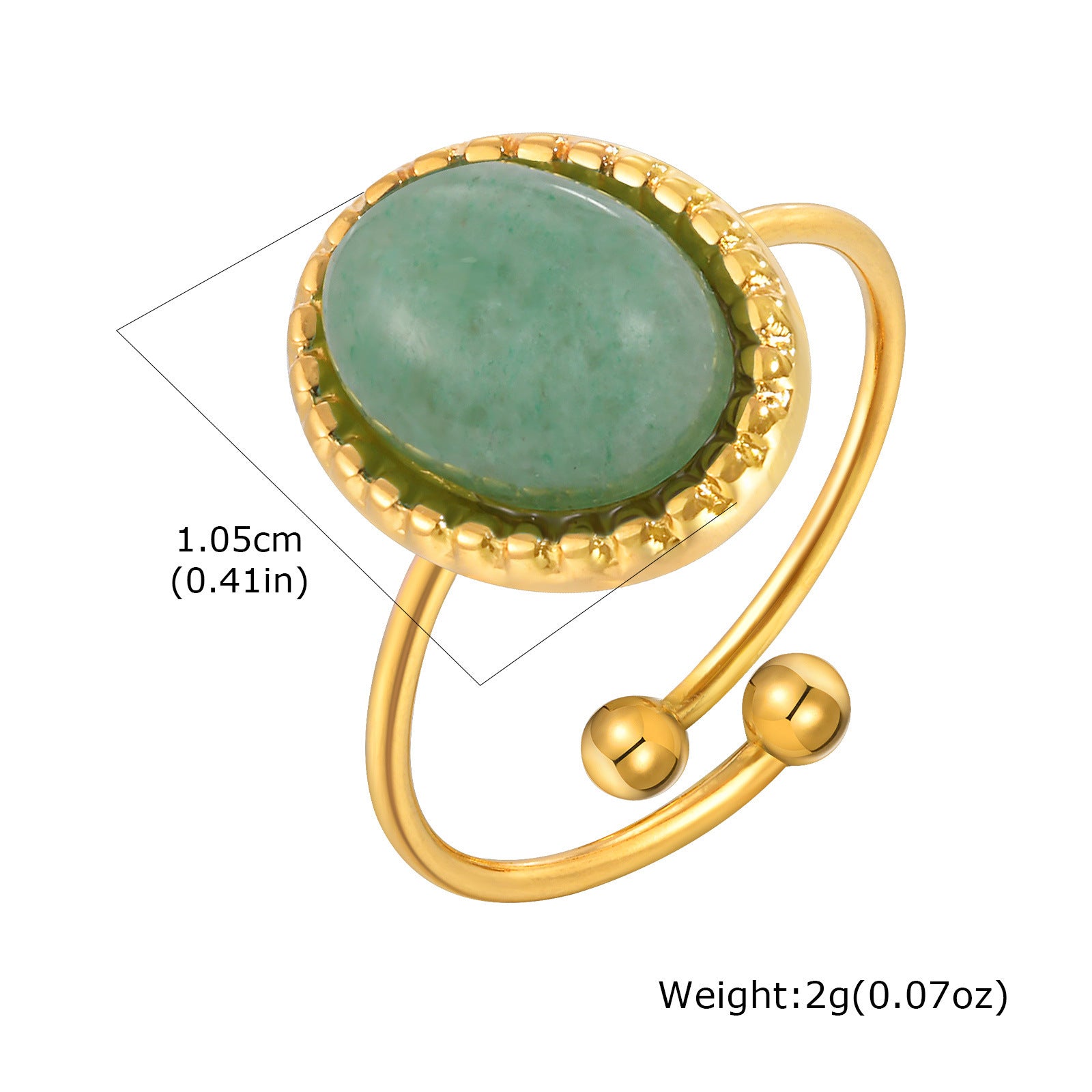 Fashion Jewelry Stainless Steel Oval Opal Turquoise Open Gold Ring