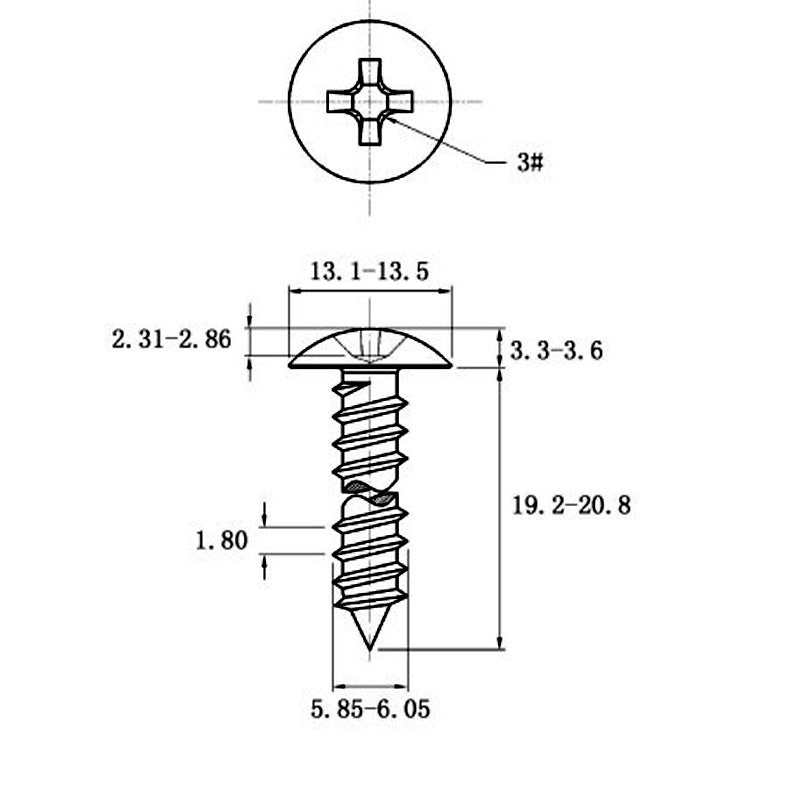 Stainless Steel Cross Big Head Self-tapping Screw Mushroom-shaped Haircut Round Head