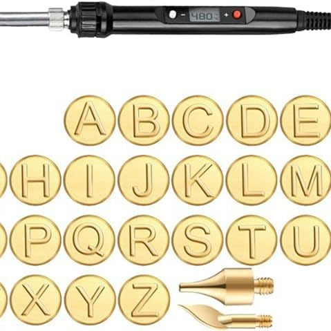 26 English Letters Carving Head Electric Soldering Iron Digital Heat Transfer Patch Head DIY Production Pyrography Head Package