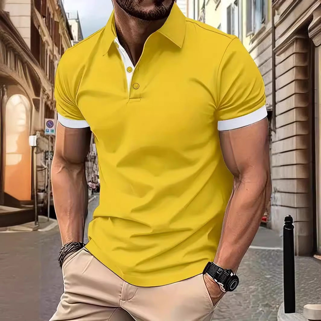 3D сахти ранги остин кӯтоҳ Notch Lapel Polo ҷомаи Casual фуҷур мардон