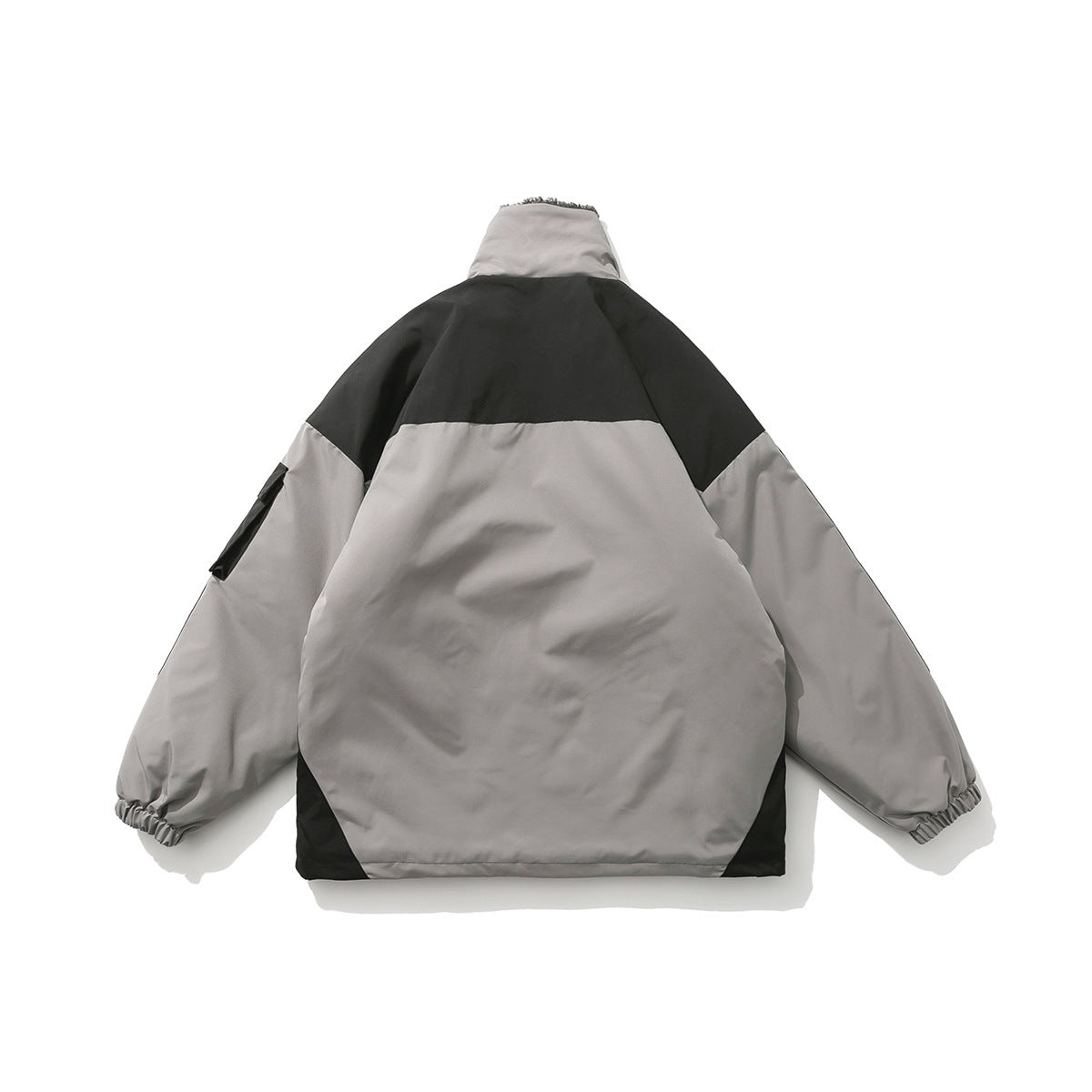 Men's Retro Cotton Coat with Pockets and Color Blocks