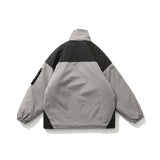Men's Retro Cotton Coat with Pockets and Color Blocks