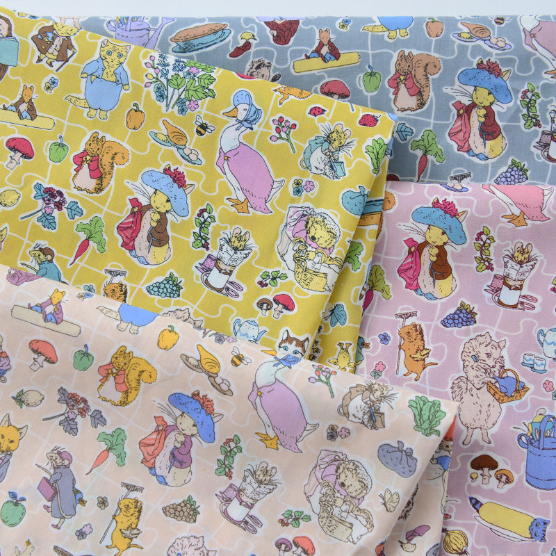 Summer Rabbit Illustration Cotton Fabric Cotton