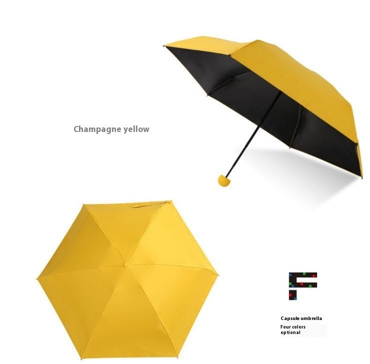 Capsule Umbrella 50 Off Black Rubber Umbrella Ultra-light Mini Pocket Sun Protection Umbrella Sun Umbrella