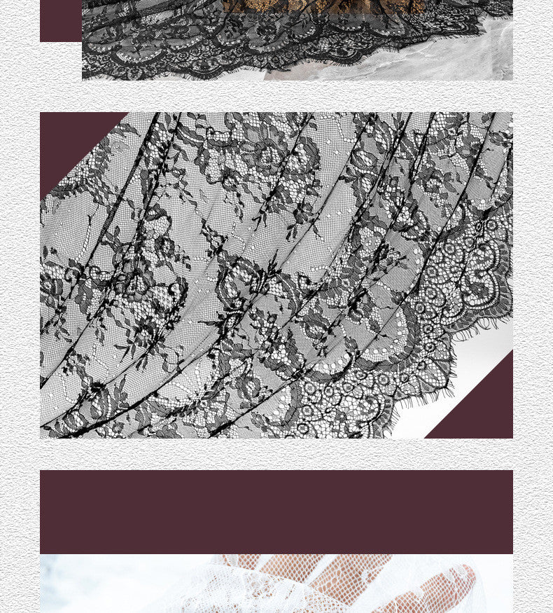 Available In Black And White With Lace Eyelash And Lace Fabric