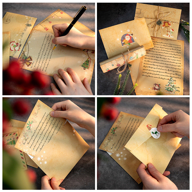 Gift Envelope Stationery Set With Souvenir Kraft Paper Retro Christmas Stationery