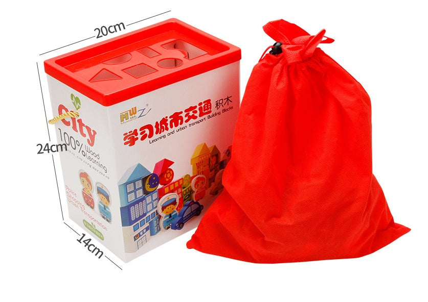 Traffic wooden building blocks educational toys