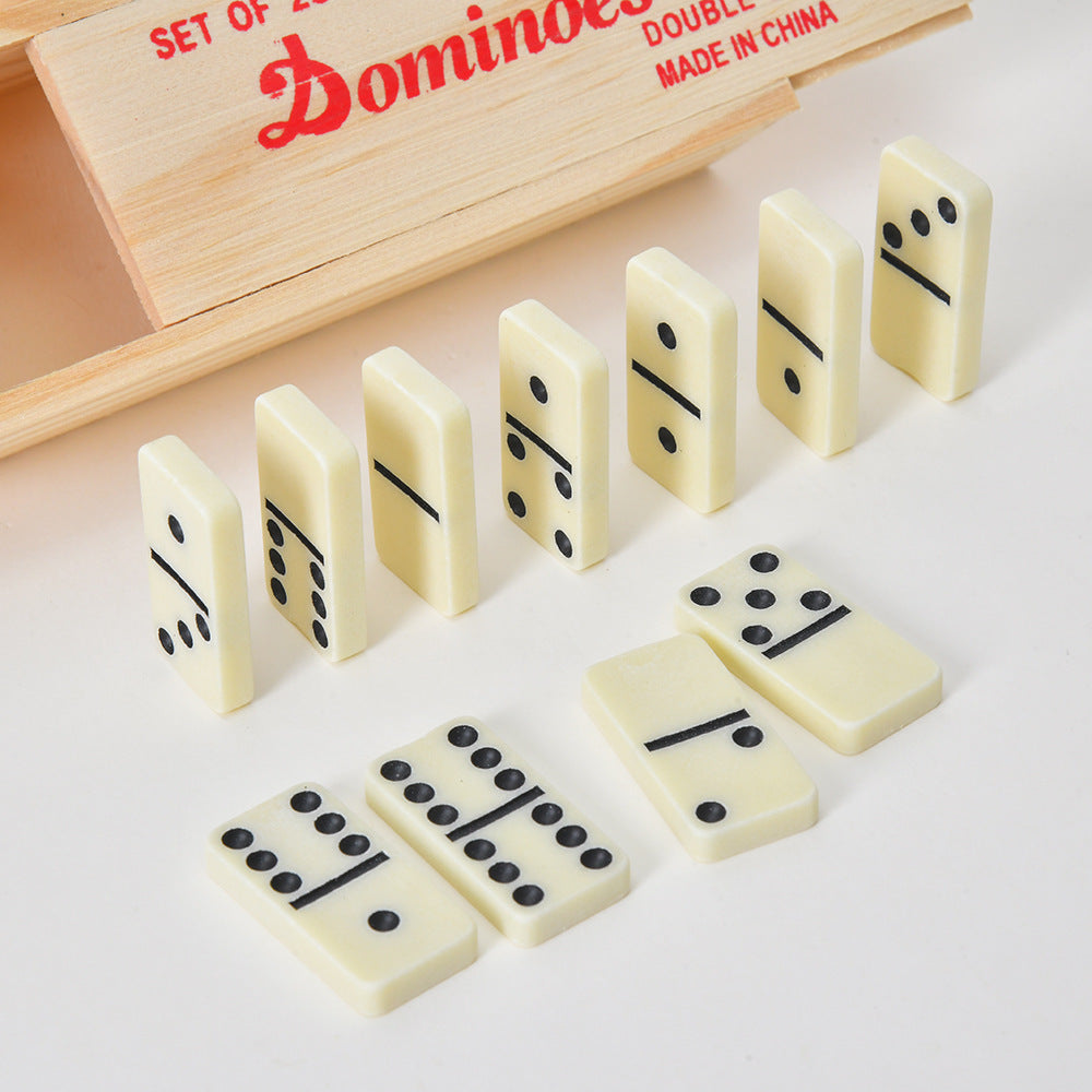 Dominoes Wooden Box Suit Game Puzzle