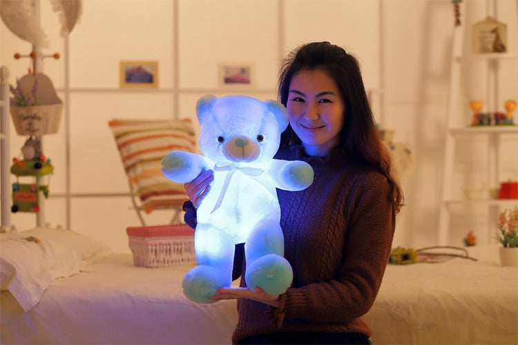 Creative Light Up LED Teddy хирс ҳайвонҳои пурпӯши бозичаҳои зебои дурахшон тӯҳфаи солинавӣ барои кӯдакон болишт