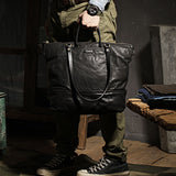 Daily Outdoor Large-capacity Travel Handmade Vegetable Tanned Cowhide Handbag Shoulder Tote Bag