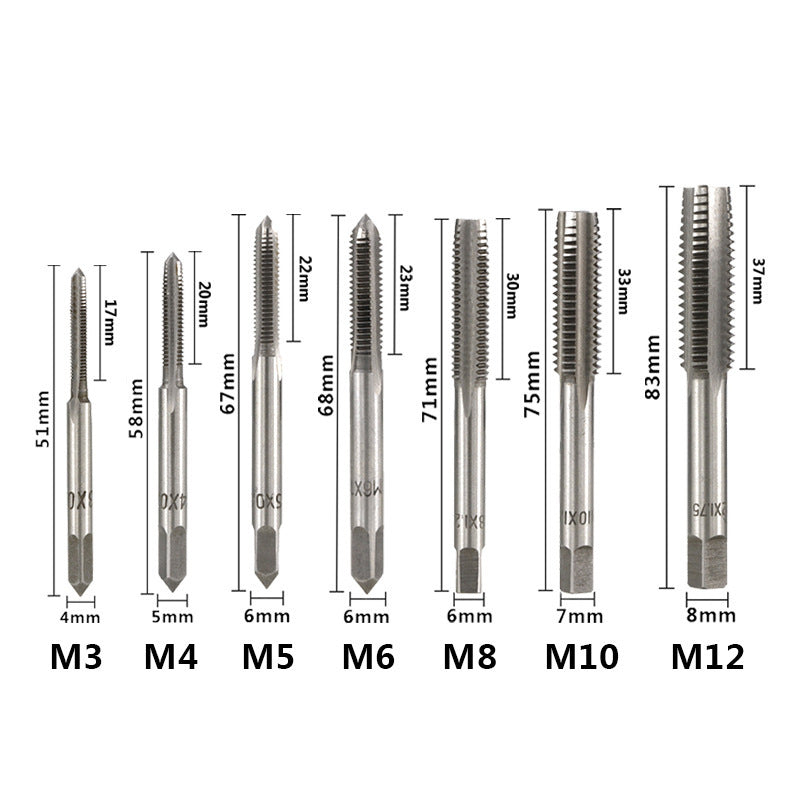8-piece Tap Hardware Tools Metric Hand Tap Suit