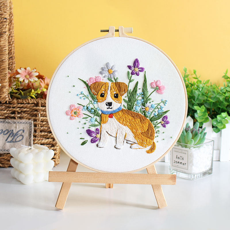Dog Flower Handmade Material Package Fabric Embroidery