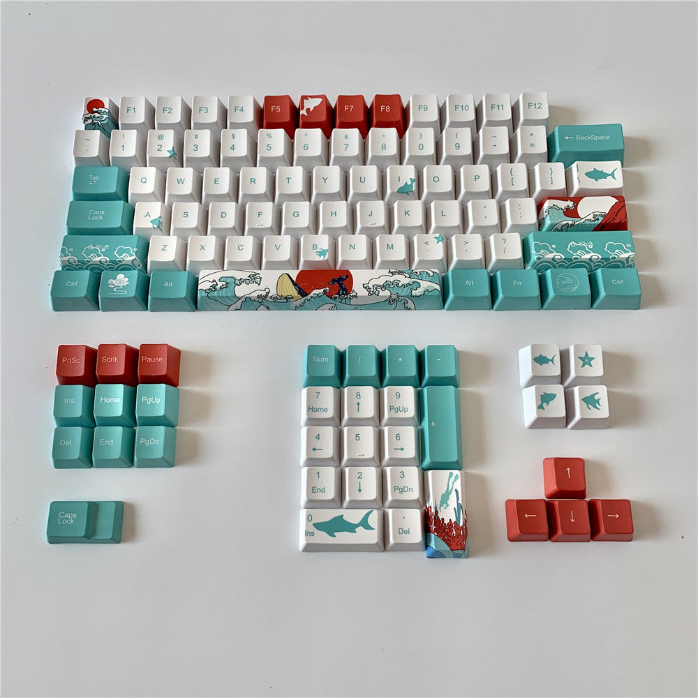 Coral Sea Keycaps PBT Five-sided Sublimation Mechanical Keyboard